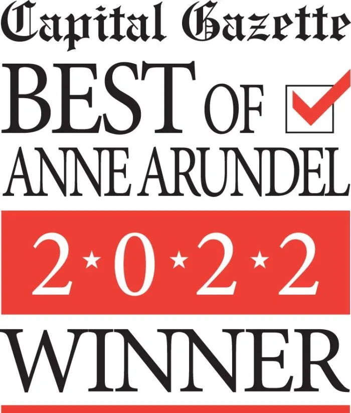 Capital Gazette Best of Anne Arundel 2022 Winner award logo with red checkmark.