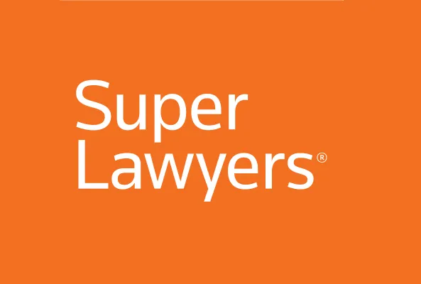Orange background with white text reading "Super Lawyers" centered.