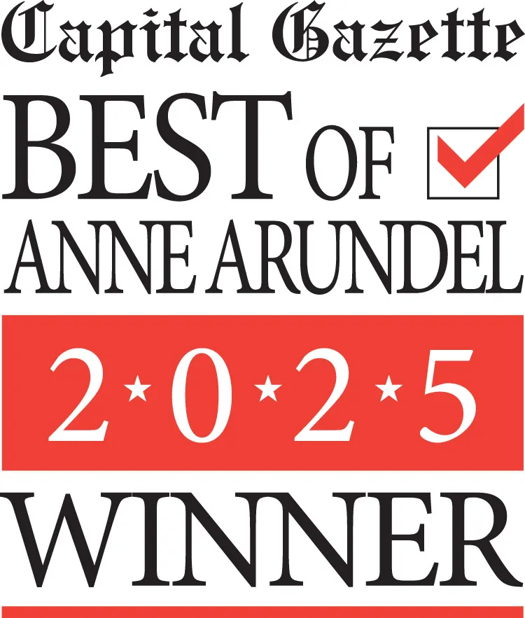 Capital Gazette Best of Anne Arundel 2025 Winner logo with black and red text and a red checkmark.